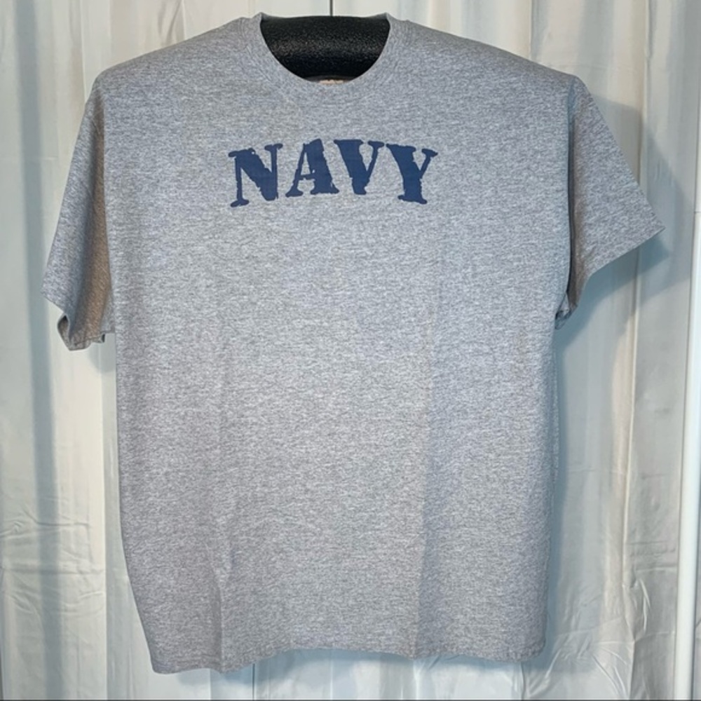 Gildan NWT “NAVY” grey short sleeve tee shirt.
